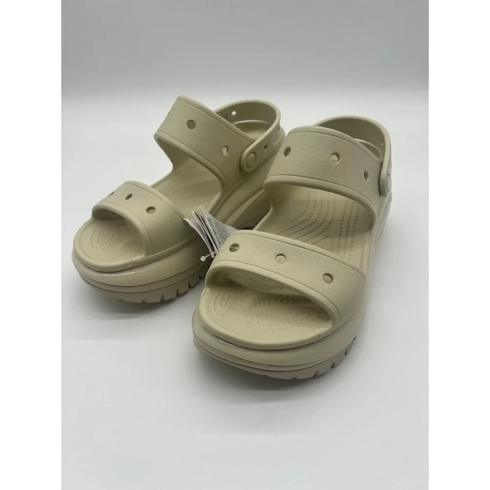 Crocs Mega Crush Sandal Bone Platform Two Strap Lug Sole  Womens 11 Mens 9